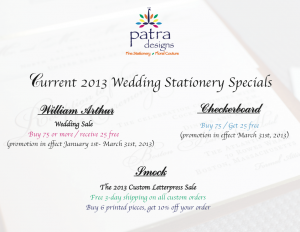 Patra Designs Wedding Stationery Special Flyer